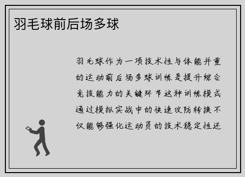 羽毛球前后场多球